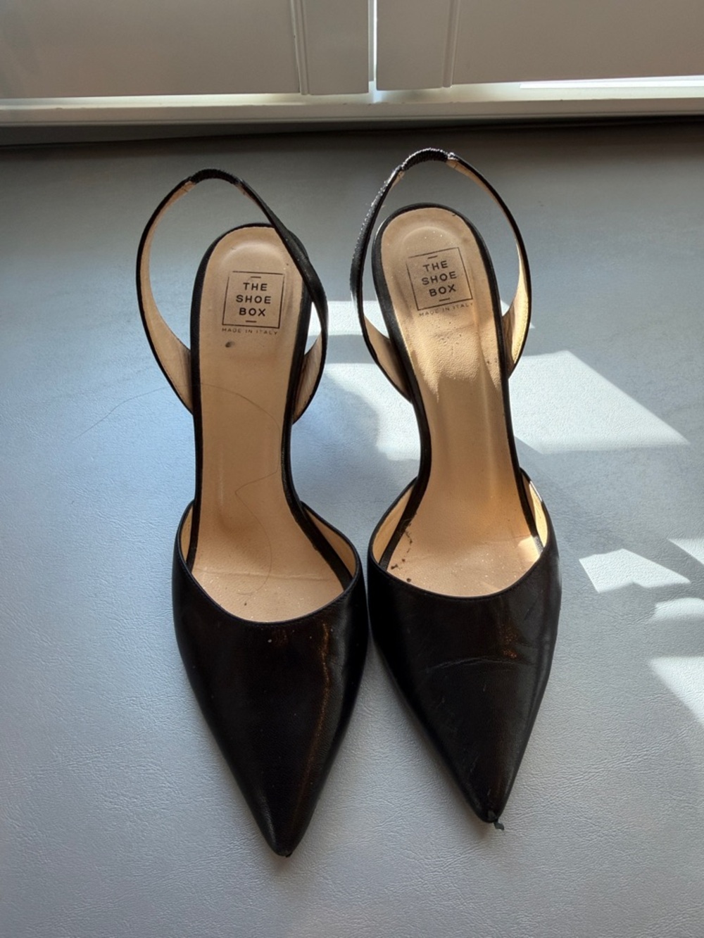 intermix the shoe box size 39 Black Pointed Slingback Heels